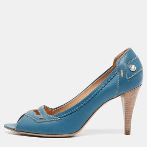 Tod's Blue Leather Peep Toe Pumps Size 38, Pumps - Luxury Closet catalog