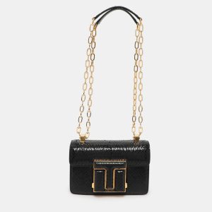 Tom Ford Black Python Embossed Leather  T-clasp Shoulder Bag, Shoulder Bags - Luxury Closet catalog