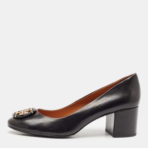 Tory Burch Black Leather Janey Block Heel Pumps Size 41, Pumps - Luxury Closet catalog