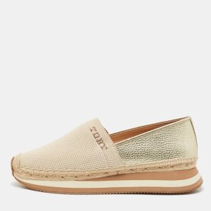 Tory Burch Gold/Beige Knit Fabric Daisy Espadrille Slip On Sneakers Size 39, Athletic Shoes & Sneakers - Luxury Closet catalog