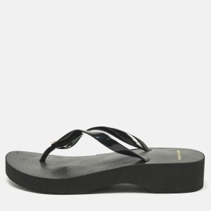 Tory Burch Black Rubber Cut-Out Wedge Flip Flops Size 40, Flats - Luxury Closet