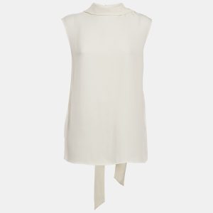 Valentino Ivory Silk Sleeveless Top M, Shirts & Tops - Luxury Closet catalog