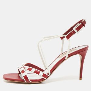 Valentino Red Leather Free Rockstud Crisscross Slingback Sandals Size 36.5, Sandals - Luxury Closet catalog