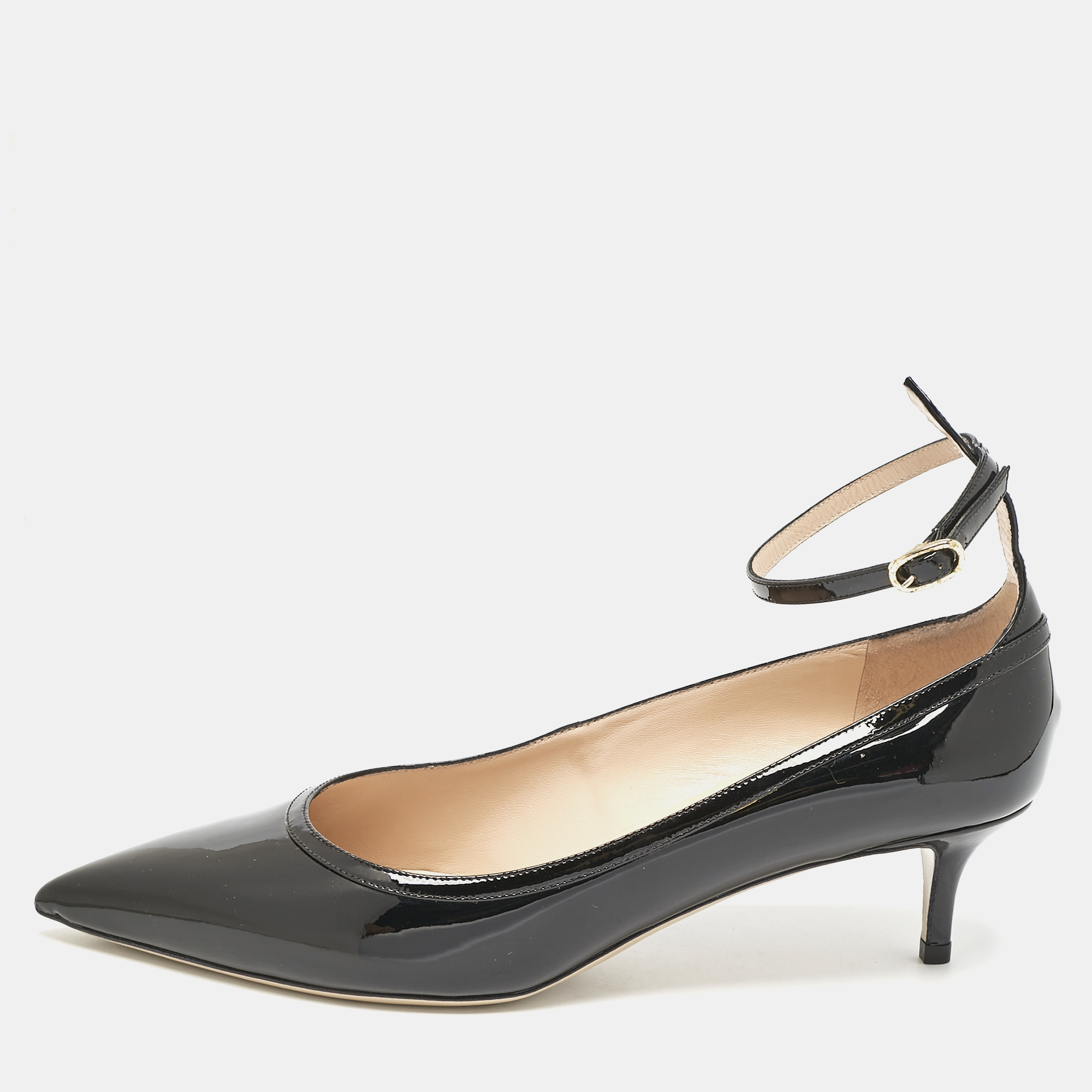 Valentino Black Patent Leather Pointed Toe Ankle Strap Pumps Size 40.5, Pumps - Luxury Closet catalog
