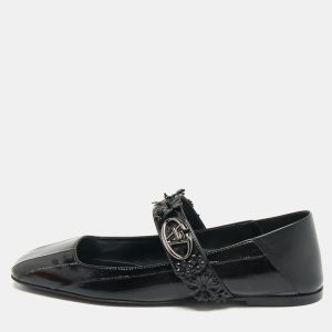 Valentino Black Eel Leather VLogo Locker Mary Jane Ballet Flats Size 39, Flats - Luxury Closet