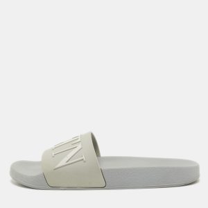 Valentino Grey Rubber VLTN Flat Slides Size 40, Sandals - Luxury Closet catalog