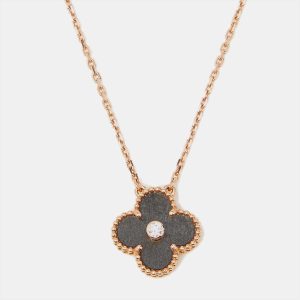 Van Cleef & Arpels Vintage Alhambra Obsidian DIamond 18k Rose Gold 2023 Holiday Necklace, Necklaces - Luxury Closet catalog