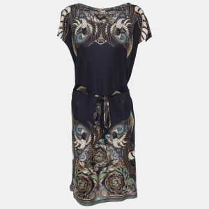 Versace Collection Blue Printed Jersey Belted Mini Dress M, Dresses - Luxury Closet catalog