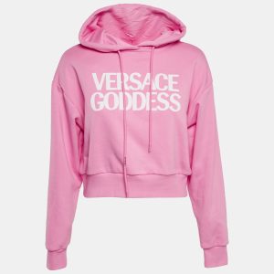 Versace Pink Embroidered Cotton Hoodie S, Sweaters & Cardigans - Luxury Closet catalog