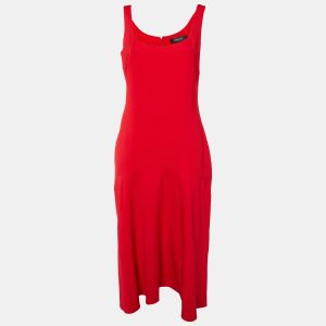 Versace Red Crepe Sleeveless Dress M, Dresses - Luxury Closet
