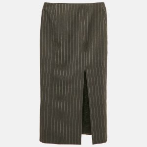 Versace Grey Pinstripe Wool Pencil Skirt S, Skirts - Luxury Closet