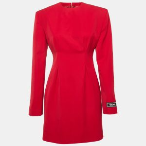 Versace Red Wool Corset Long Sleeve Mini Dress S, Dresses - Luxury Closet