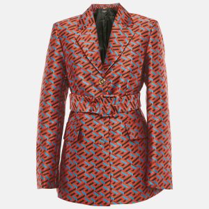 Versace Red La Greca Jacquard Belted Jacket M, Coats & Jackets - Luxury Closet catalog