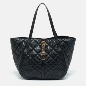 Versace Black Quilted Leather Large Greca Goddess Tote, Tote Handbags - Luxury Closet catalog
