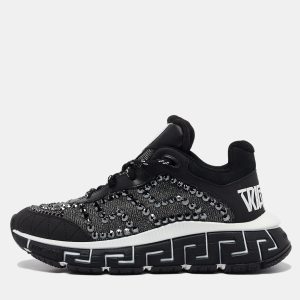 Versace Black Leather Trigreca Lace Up Sneakers Size 35, Athletic Shoes & Sneakers - Luxury Closet