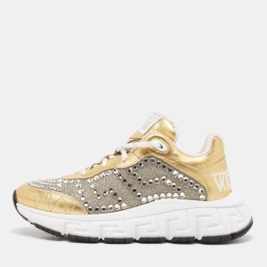 Versace Gold/Silver Leather and Lurex Fabric Trigreca Sneakers Size 36, Athletic Shoes & Sneakers - Luxury Closet catalog