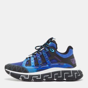 Versace Blue/Black Leather and Fabric Trigreca Sneakers Size 40.5, Athletic Shoes & Sneakers - Luxury Closet catalog