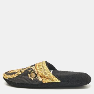 Versace Black/Yellow Fabric Crystal Embellished I Love Baroque Print Mules Size S, Flats - Luxury Closet catalog