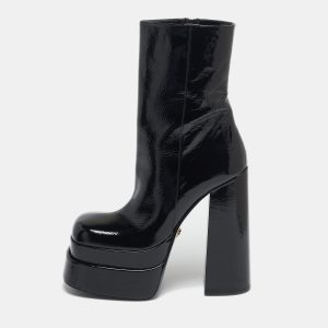 Versace Black Patent Leather Aevitas Double Platform Boots Size 40, Boots - Luxury Closet catalog