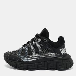Versace Trigreca Size 35 Black Canvas and Leather Low Top Sneakers, Athletic Shoes & Sneakers - Luxury Closet