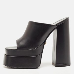 Versace Black Leather Aevitas Platform Mules Size 40, Sandals - Luxury Closet catalog