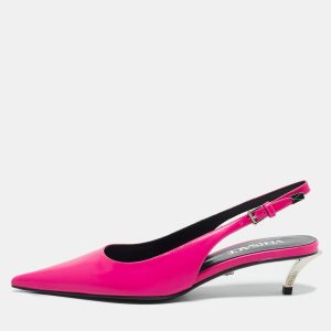 Versace Pink Brushed Leather Pin-Point Slingback Pumps Size 35, Pumps - Luxury Closet catalog