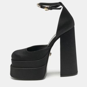 Versace Black Satin Medusa Aevitas Double Platform Pumps Size 39, Pumps - Luxury Closet catalog
