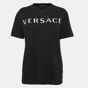 Versace Black Logo Print Cotton T-Shirt M, Shirts & Tops - Luxury Closet catalog