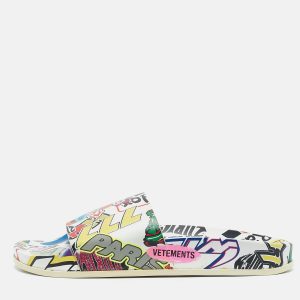 Vetements Multicolor Leather Sticker Pool Slide Flats Size 36, Flats - Luxury Closet