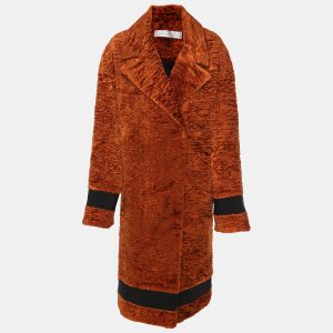 Victoria Beckham Brown/Black Textured Velvet Coat M, Coats & Jackets - Luxury Closet