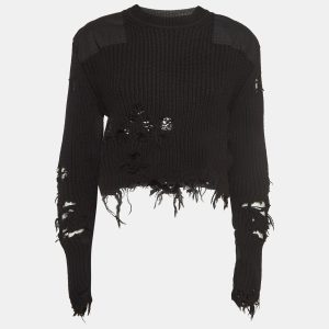 Yeezy Season 3 Black Destroyed Military Rib Wool Cropped Sweater S, Sweaters & Cardigans - Luxury Closet