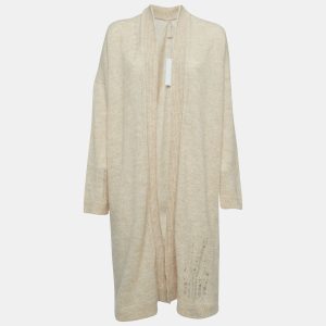 Zadig & Voltaire Beige Wool Blend Knit Ripped Style Long Cardigan M/L, Sweaters & Cardigans - Luxury Closet
