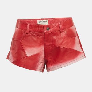 Zadig & Voltaire Red Leather Saya Patch Shorts M, Shorts - Luxury Closet