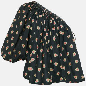 Zadig & Voltaire Black Hearts Print Cotton One Shoulder Coeur Top L, Shirts & Tops - Luxury Closet