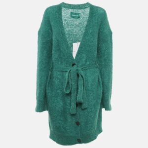 Zadig & Voltaire Green Mohair Wool Belted Romy Long Cardigan M/L, Sweaters & Cardigans - Luxury Closet