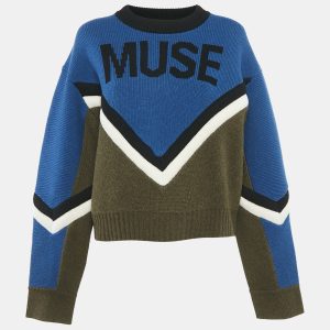 Zadig & Voltaire Blue/Green Muse Intarsia Rib Knit Sweater L, Sweaters & Cardigans - Luxury Closet