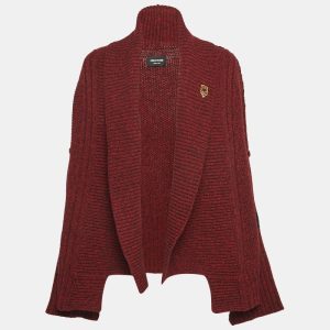 Zadig & Voltaire Burgundy Rib Knit Shawl Collar Mystic Cardigan XS/S, Sweaters & Cardigans - Luxury Closet