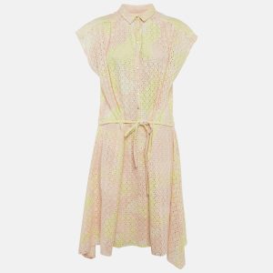 Zadig & Voltaire Yellow/Pink Camouflage Print Anglaise Requiem Short Dress L, Dresses - Luxury Closet