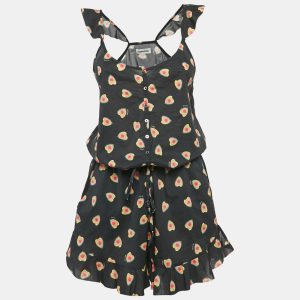 Zadig & Voltaire Black Call Print Cotton Coeur Playsuit M, Suits - Luxury Closet