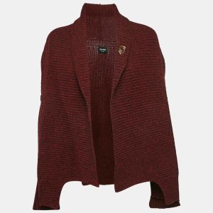 Zadig & Voltaire Burgundy Rib Knit Shawl Collar Mystic Cardigan XS/S, Sweaters & Cardigans - Luxury Closet