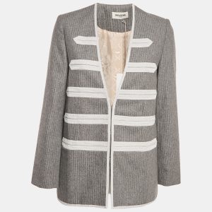 Zadig & Voltaire Grey Striped Wool Blend Judo Style Ville Jacket M, Coats & Jackets - Luxury Closet