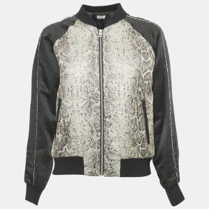 Zadig & Voltaire Deluxe Grey Jacquard and Satin Billy Snake Jacket M, Coats & Jackets - Luxury Closet