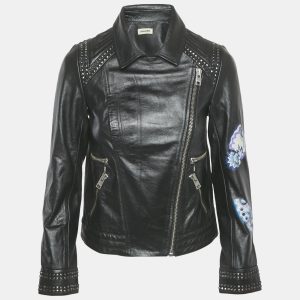 Zadig & Voltaire Black Leather Kawai Biker Jacket XS, Coats & Jackets - Luxury Closet