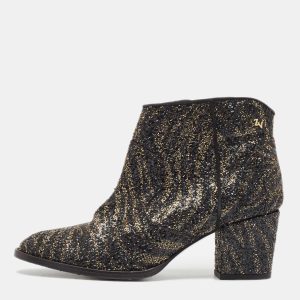 Zadig & Voltaire Molly Size 40 Black Glitter and Suede Ankle Length Boots, Boots - Luxury Closet