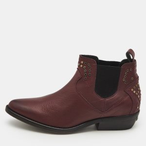 Zadig & Voltaire Burgundy Leather Thylana Studded Ankle Boots Size 37, Boots - Luxury Closet catalog