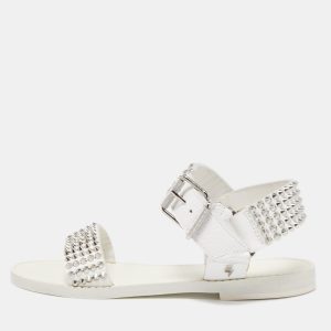 Zadig & Voltaire White Leather Ankle Strap Spiked Sandals Size 36, Sandals - Luxury Closet