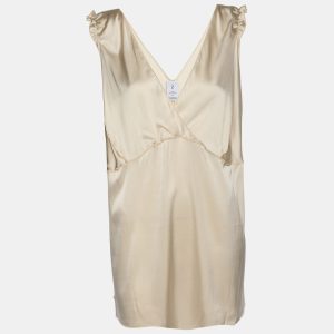Z from Zenobia Metallic Beige Stretch Silk Sleeveless Camisole XL, Shirts & Tops - Luxury Closet