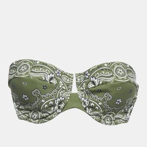 Zimmermann Green Paisley Print Underwired Bandeau Bikini Top L, Clothing - Luxury Closet