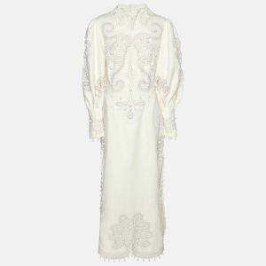 Zimmermann White Linen Ninety Six Ric Rac Midi Dress L, Dresses - Luxury Closet
