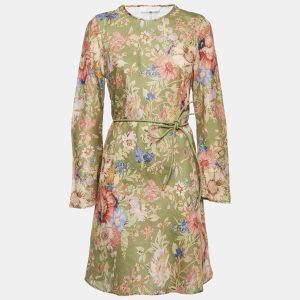 Zimmermann Green Floral Print Linen August Bias Mini Dress L, Dresses - Luxury Closet catalog